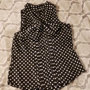 Black and white polka dot dress top